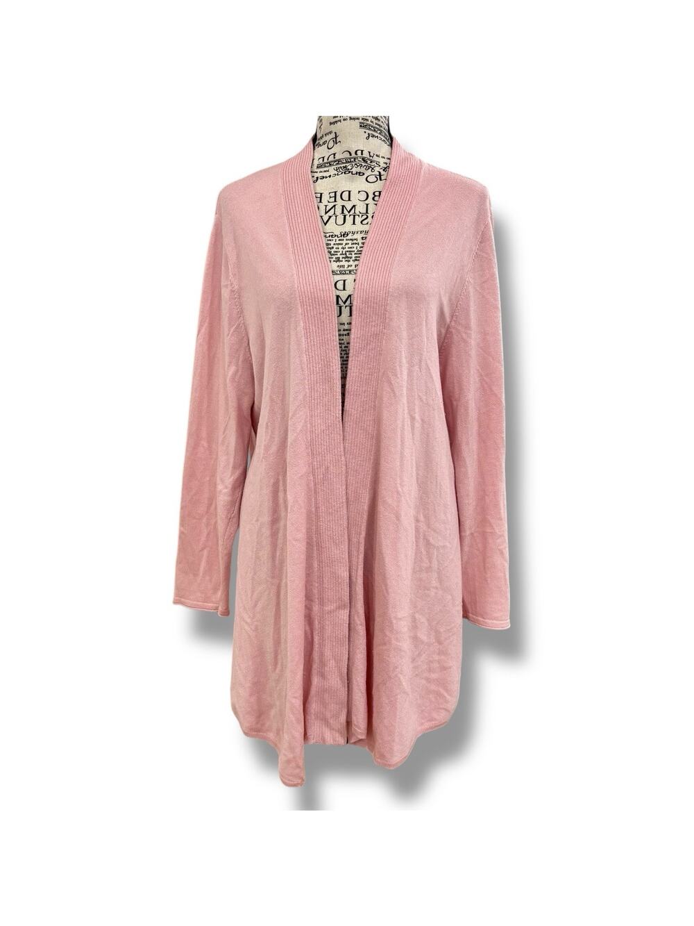J Jill Size L Baby Pink Wool Blend Open Cardigan Sweater
